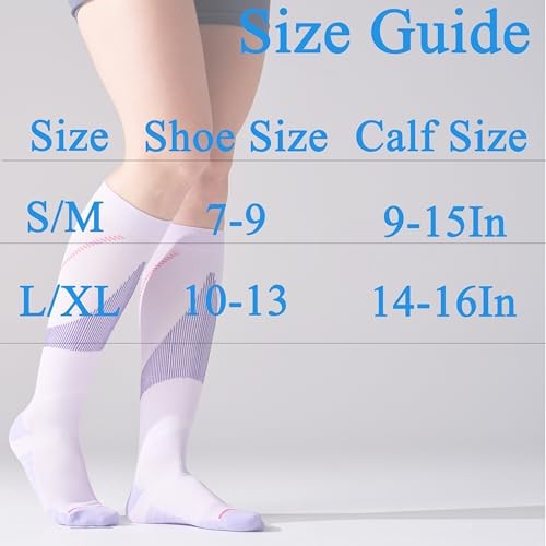 4 Pairs Compression Socks For Women and Men 20-30mmHg Small-Medium White Mix