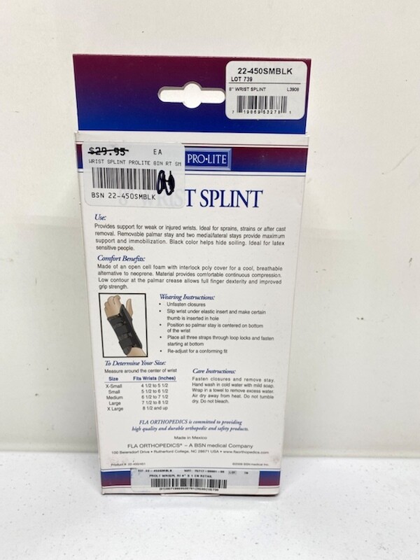 FLA Orthopedics 8″ Wrist Splint: Small Right