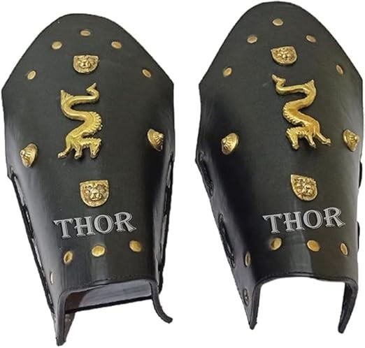 Medieval Roman Bracers Ancient Armor Leather Arm Guard Pair Costume Rustic