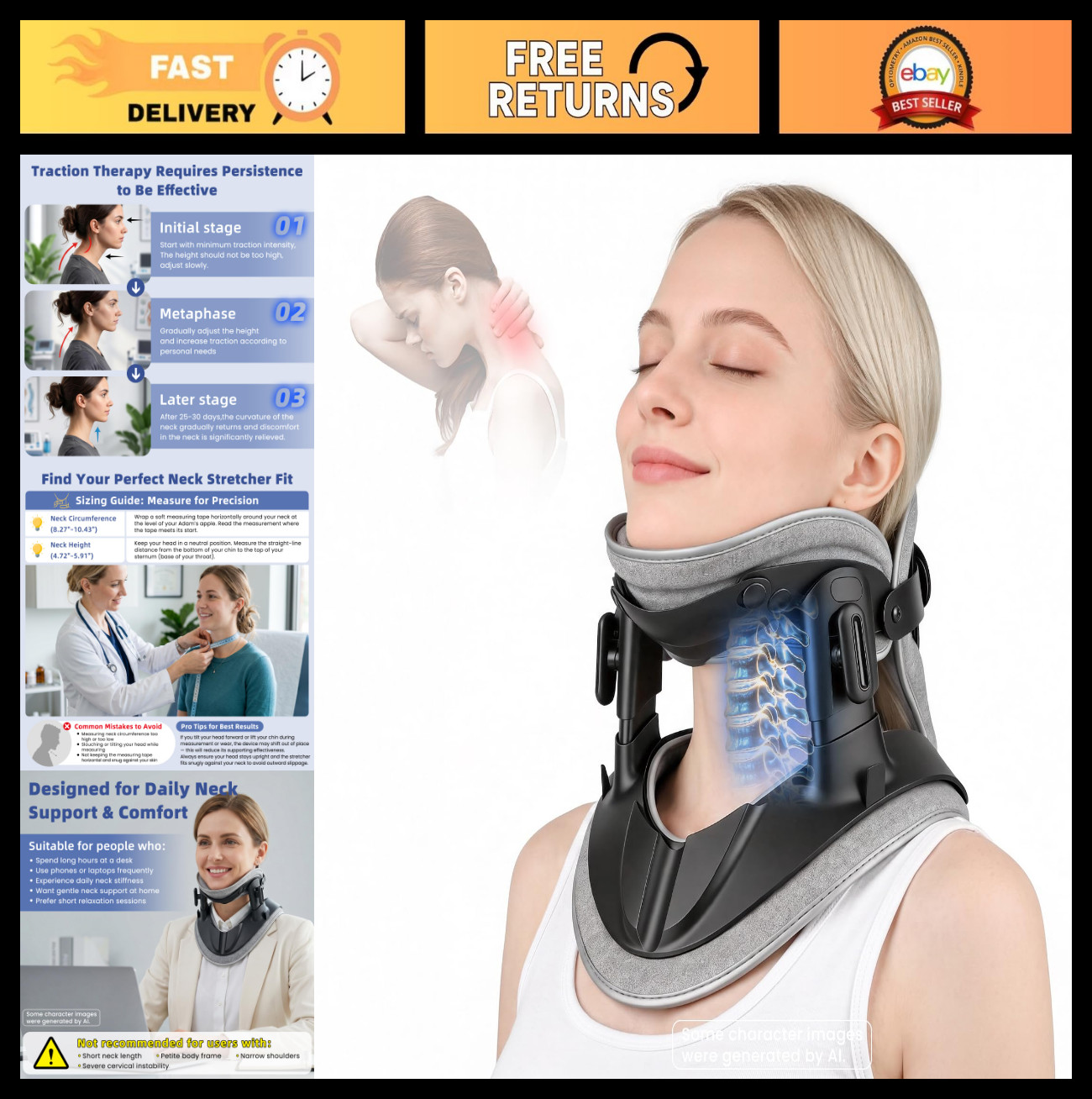 Adjustable Neck Stretcher for Cervical Traction – Spine Decompression & Pain Rel
