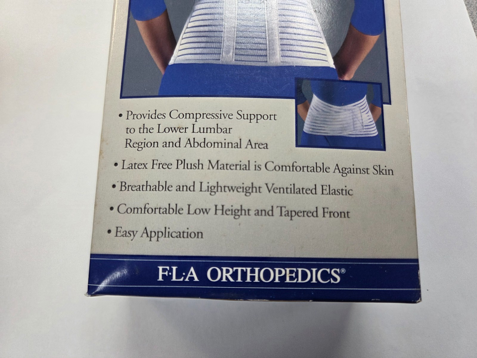FLA Latex-Free 7″ Lumbar Sacral Support White Small(28-32″)