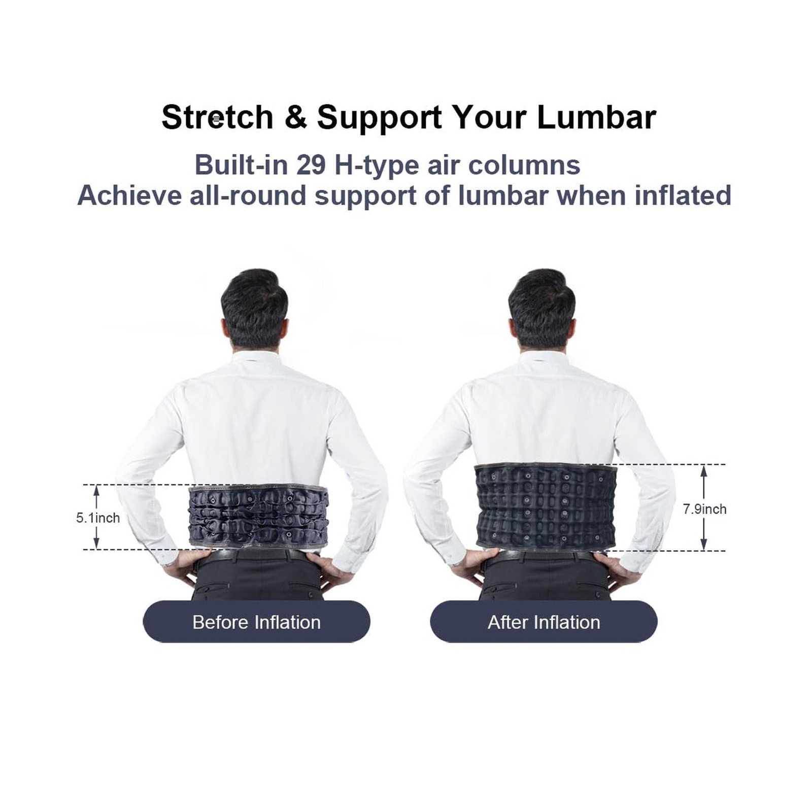 Cordless Heating Decompression Back Belt for Lower Back Pain Relief, Inflatab…