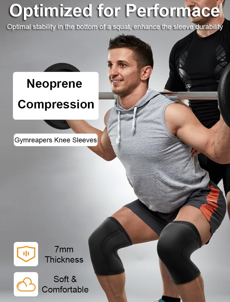 Knee Compression Sleeves for Men Women Weightlifting Knee Sleeves, 7mm Neopre…