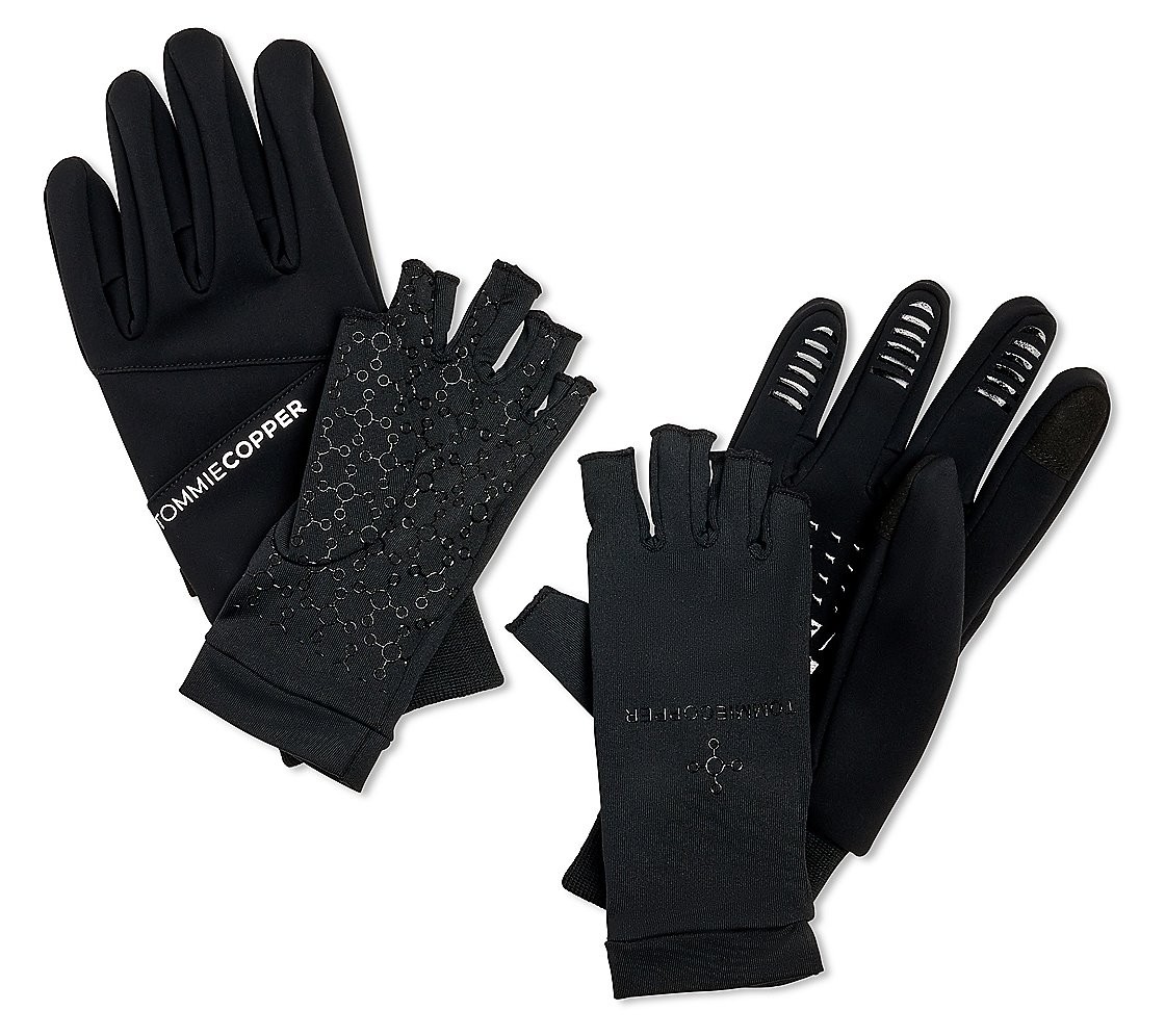 Tommie Copper 2-in-1 All Weather Compression Glove Combo – Black/Medium