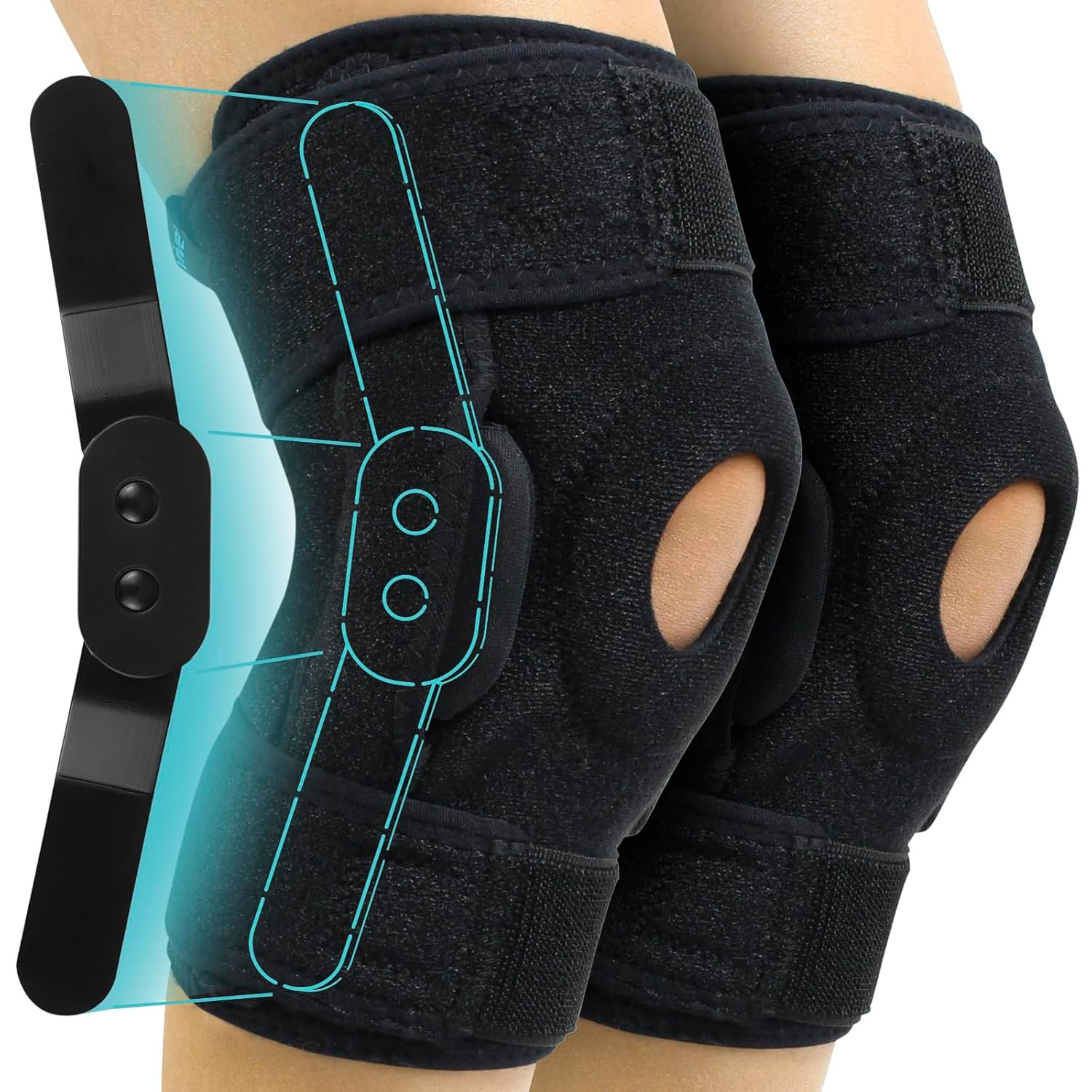 Hinged Knee Brace (2 Pack) – Relieves ACL, MCL, Meniscus Tear – Lightweight, Com