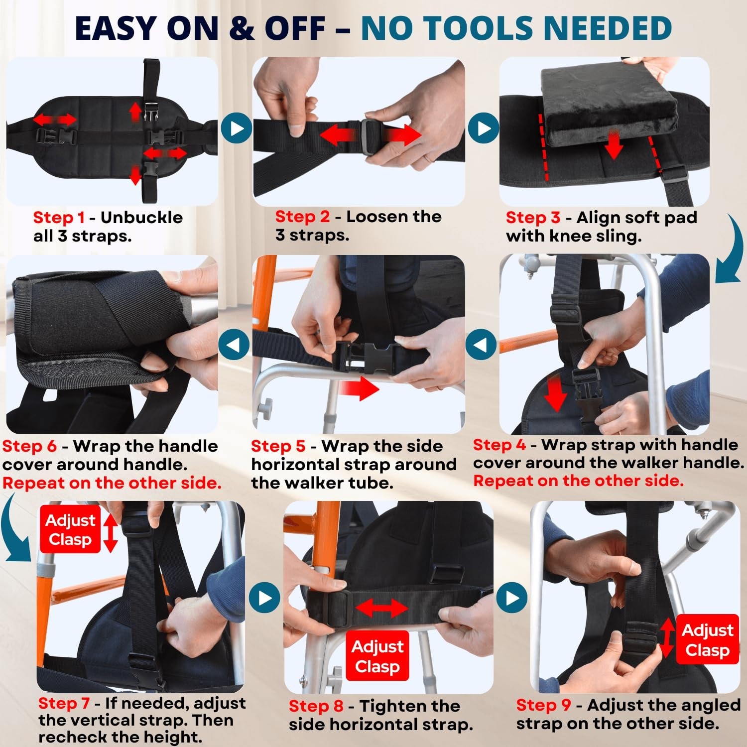 Knee Sling for Walker with Comfortable Cushion