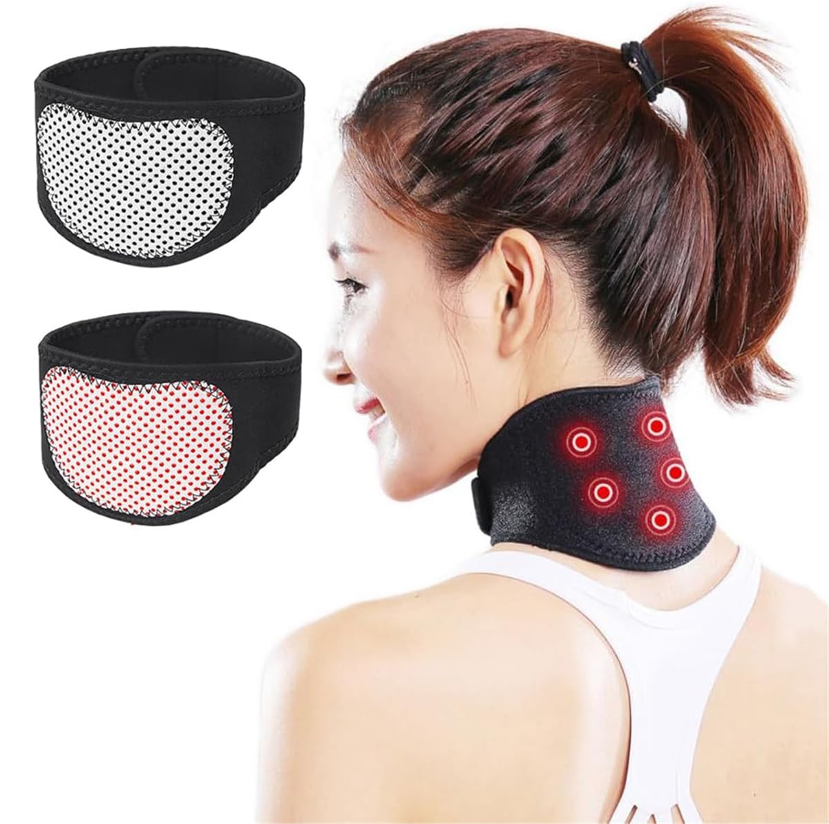 Magnetic Neck Brace, Neck Belt with 5 Magnets, 2 PCS Adjustable Magnetic Ther…
