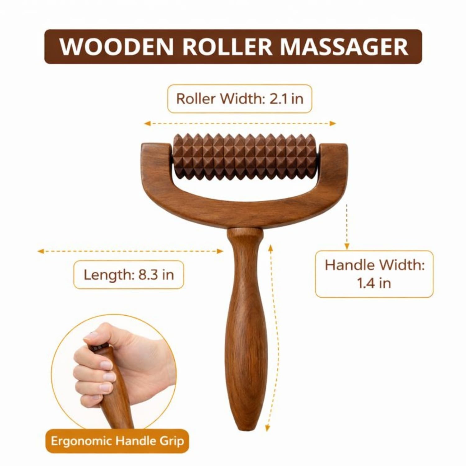 Handicrafts WoodenBody MassagerRoller for Back, Neck, Leg & Foot Pain Relief, Ha