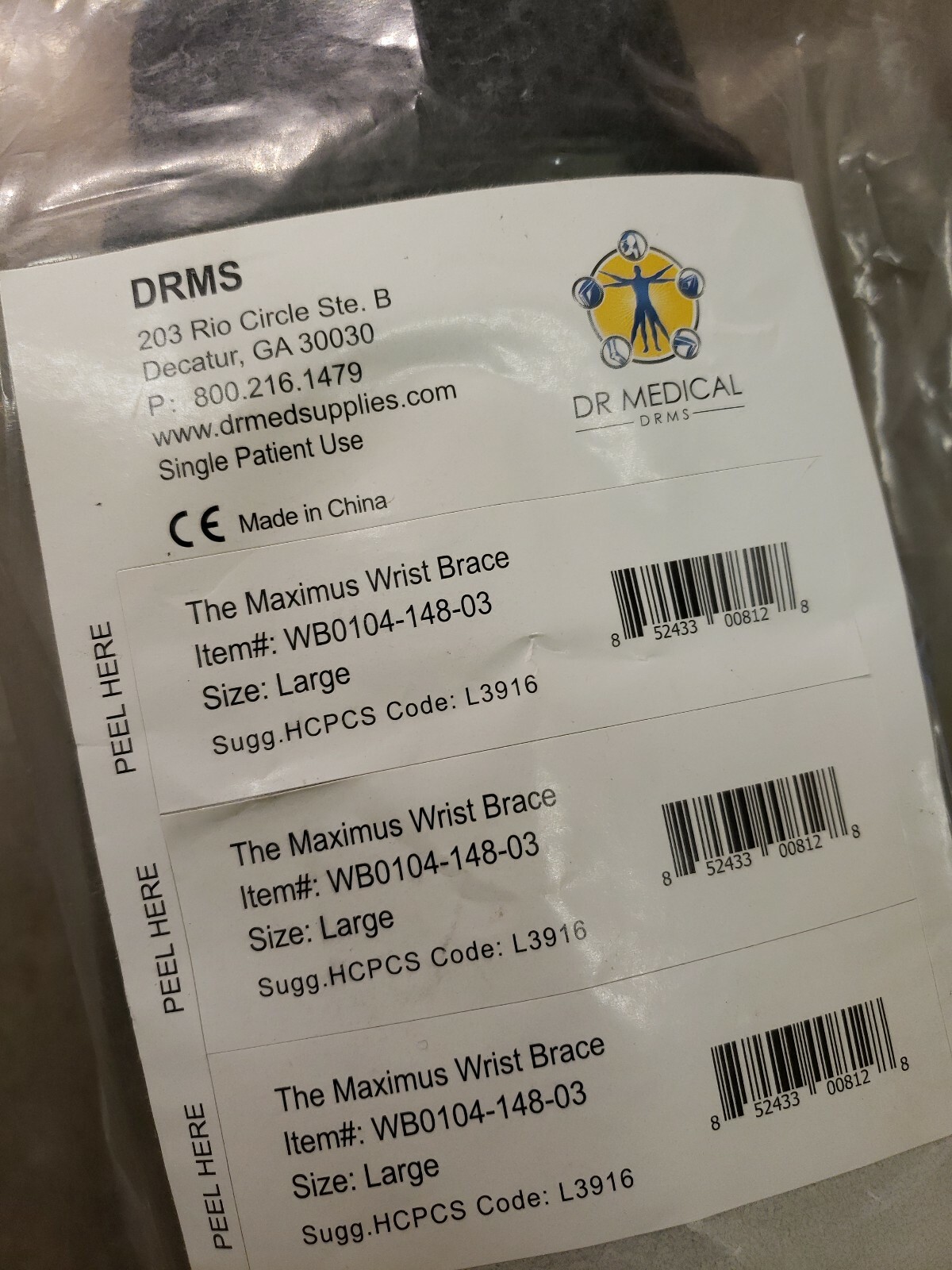 DRMS The Maximus Wrist Brace WB0104-148-03 Size Large