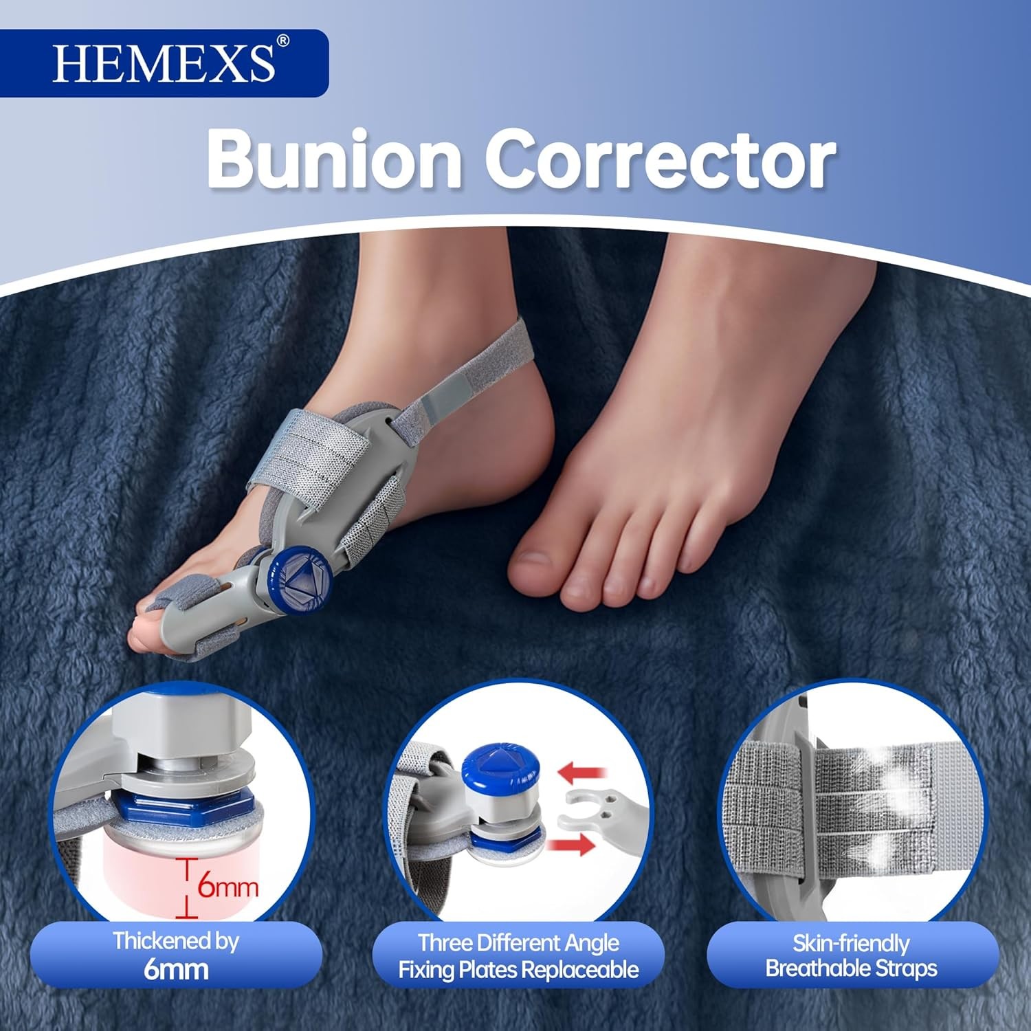 Bunion Corrector for Women & Men – Adjustable Big Toe Splint Gray-1PACK