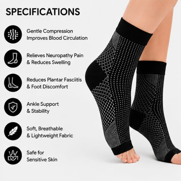 1 Pair Compression Toeless Socks Ankle Support Plantar Fasciitis Foot Relief