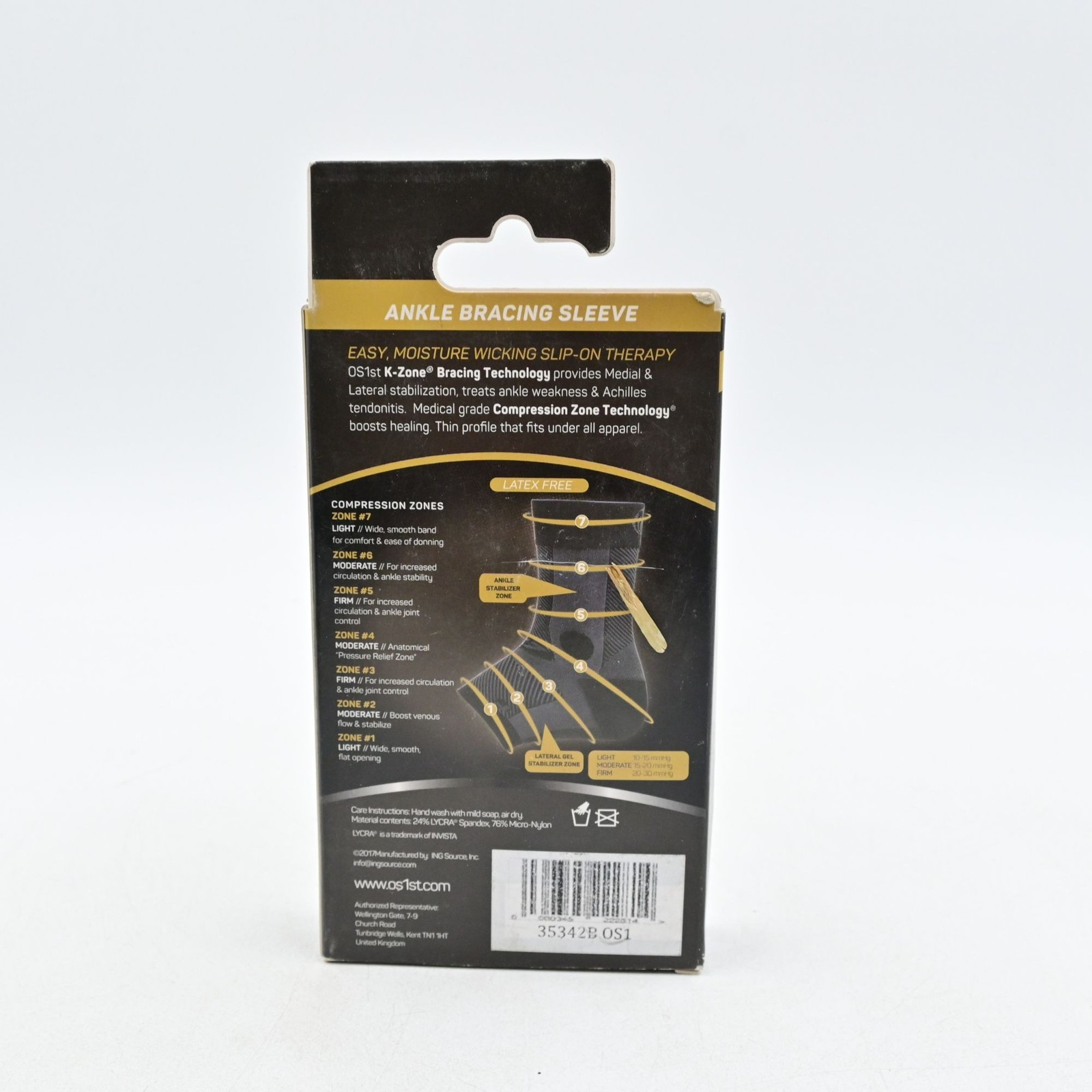 OS1st AF7 Ankle Bracing Sleeve Medium Left Lateral Stabilization