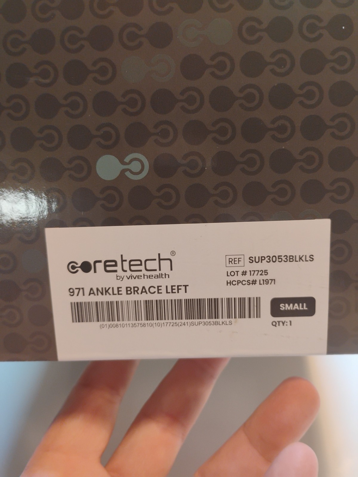 CoreTech 971 Ankle Brace HCPCS L1971 Size Small BLACK NEW IN BOX Left Foot