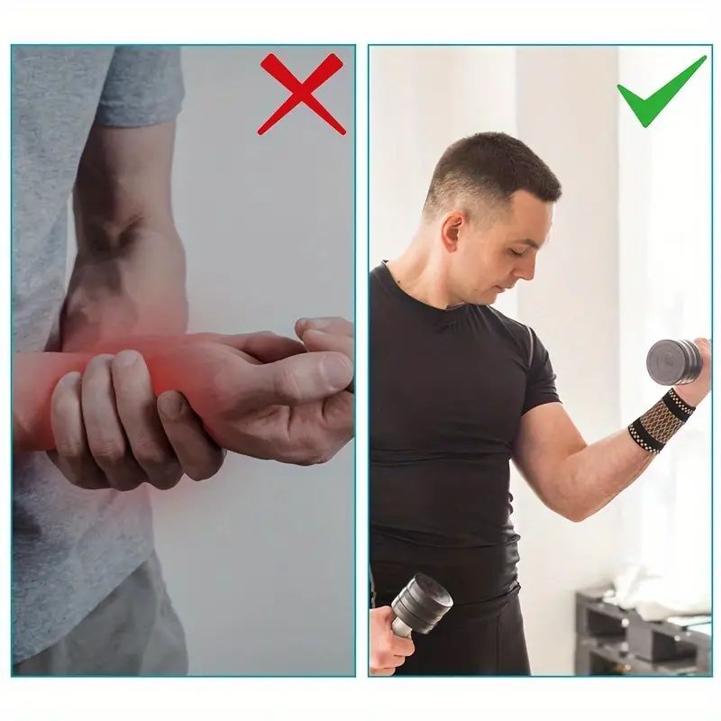 Copper Wrist Compression Brace (4Pcs), Elastic Wrist Support Sleeve Wrist Braces