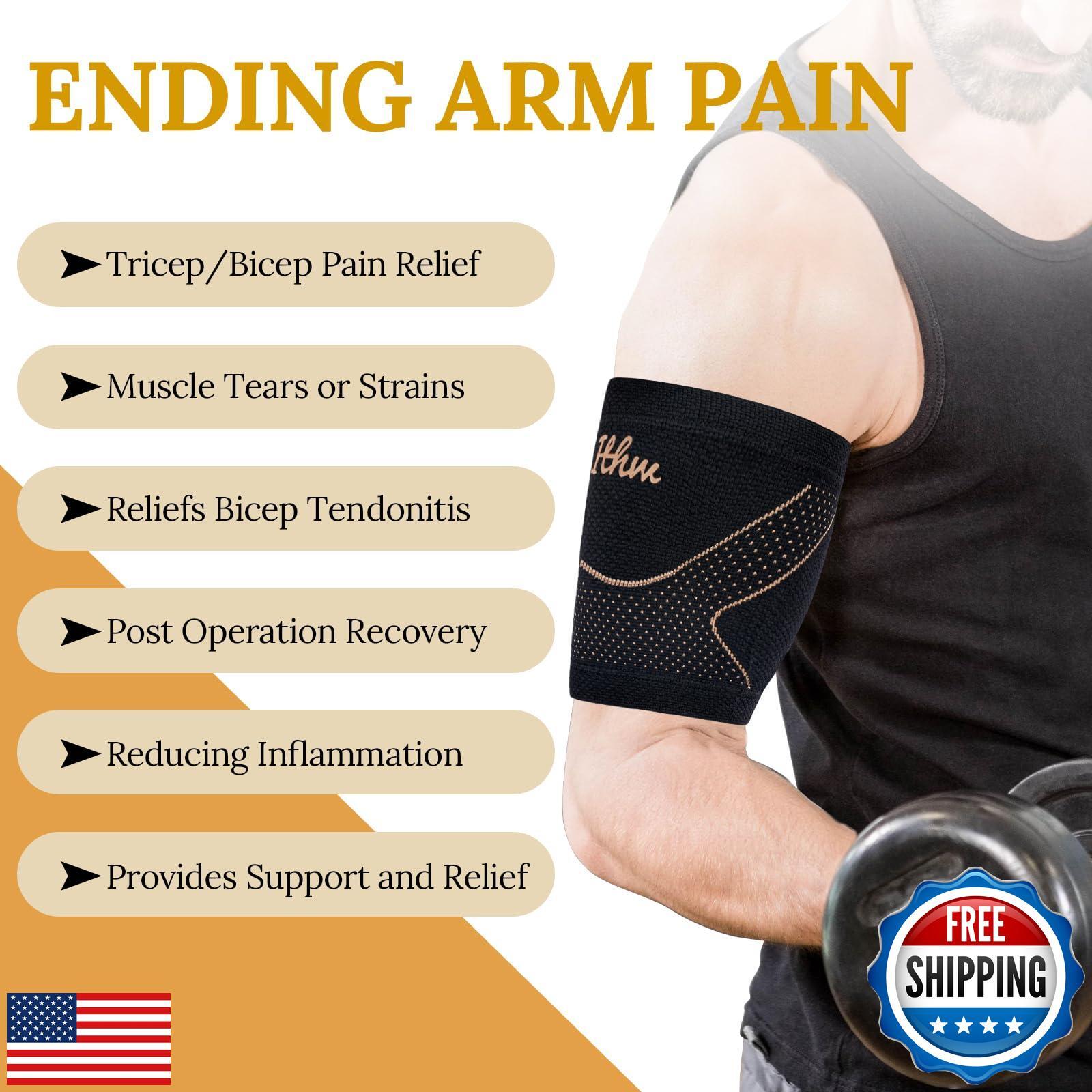 ITHW Copper Bicep Tendonitis Brace, Bicep Compression Sleeve for Pain Relief,