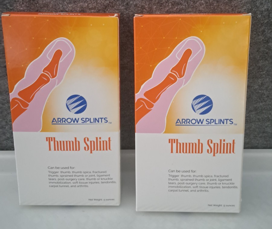 2 Pack Thumb Splint Brace Arthritis Carpal Tunnel Fits Right or Left Hand NEW