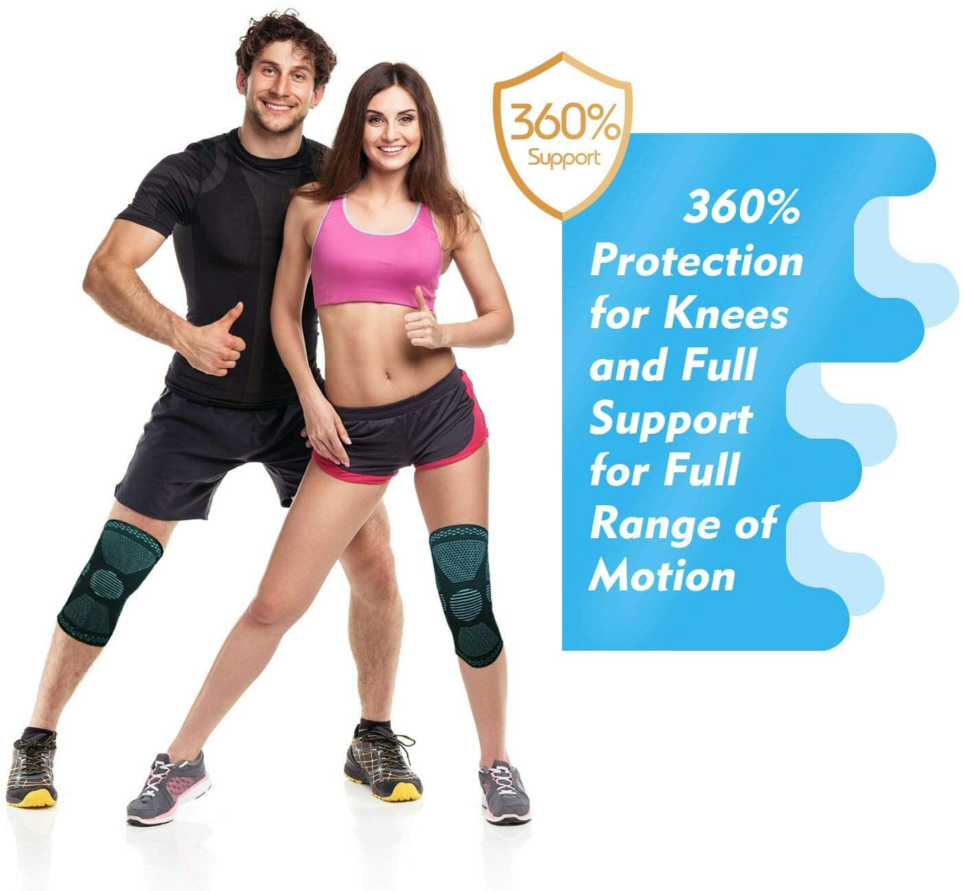 2 PACK – BEST Knee Compression Sleeve Knee Compression Brace Support Arthritis
