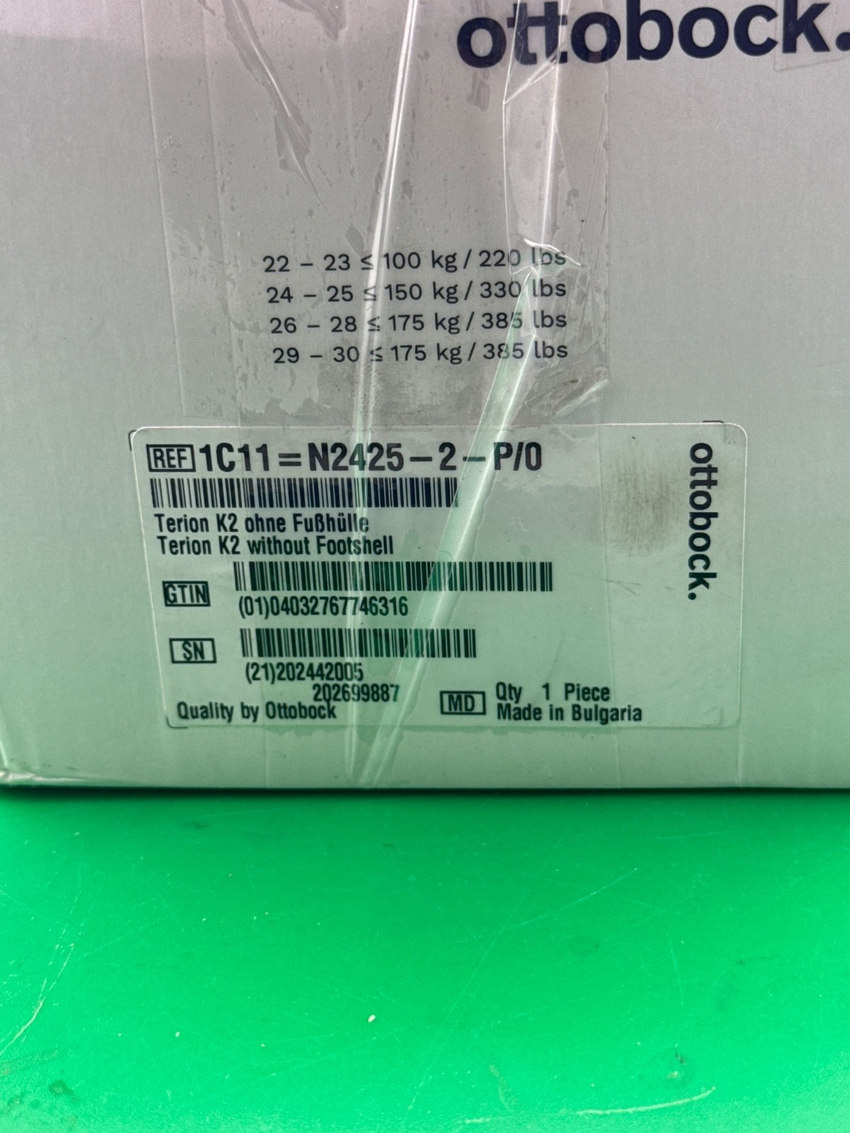 Ottobock Otto bock Terion 1c11 prosthetic foot. Size 24-25, category 2. New