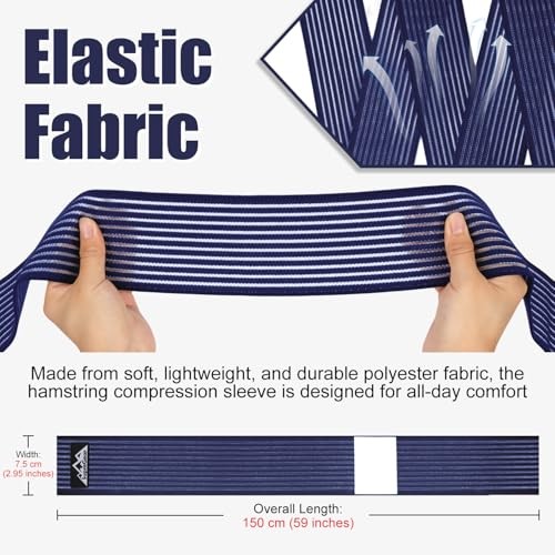 2 Pcs Hamstring and Thigh Compression Wraps, Adjustable 150 cm/59 in Dark Blue