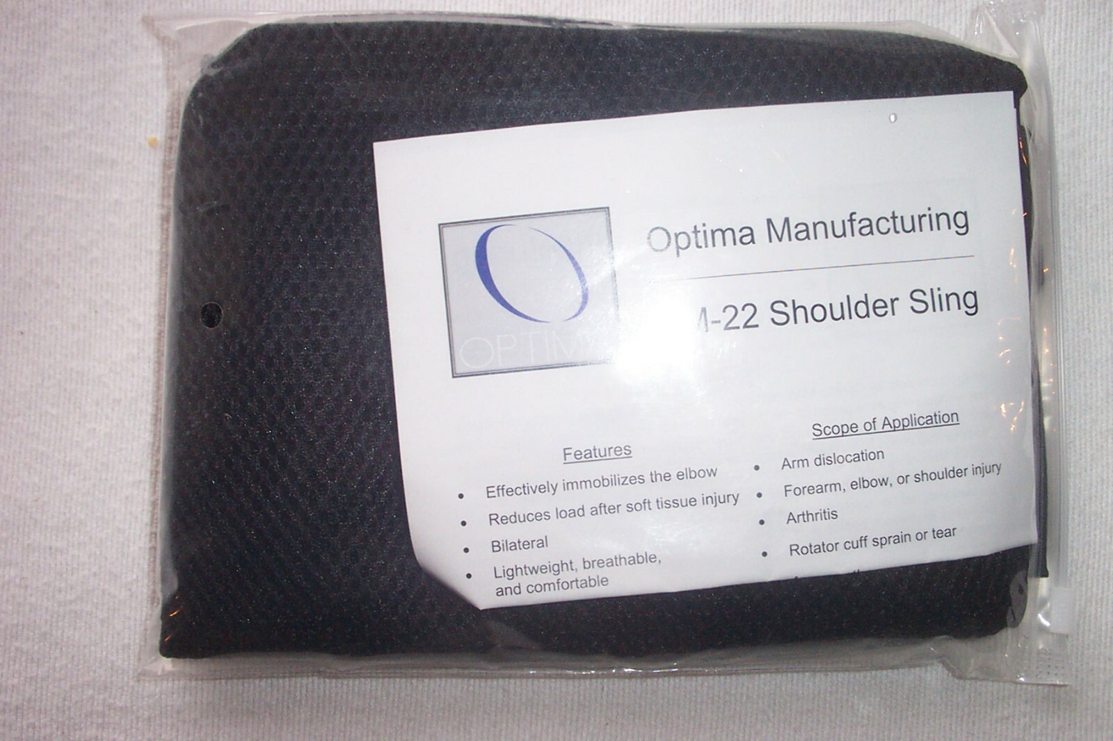 Optima Manufacturing Shoulder Sling OM-22 Bilateral Instructions Included New