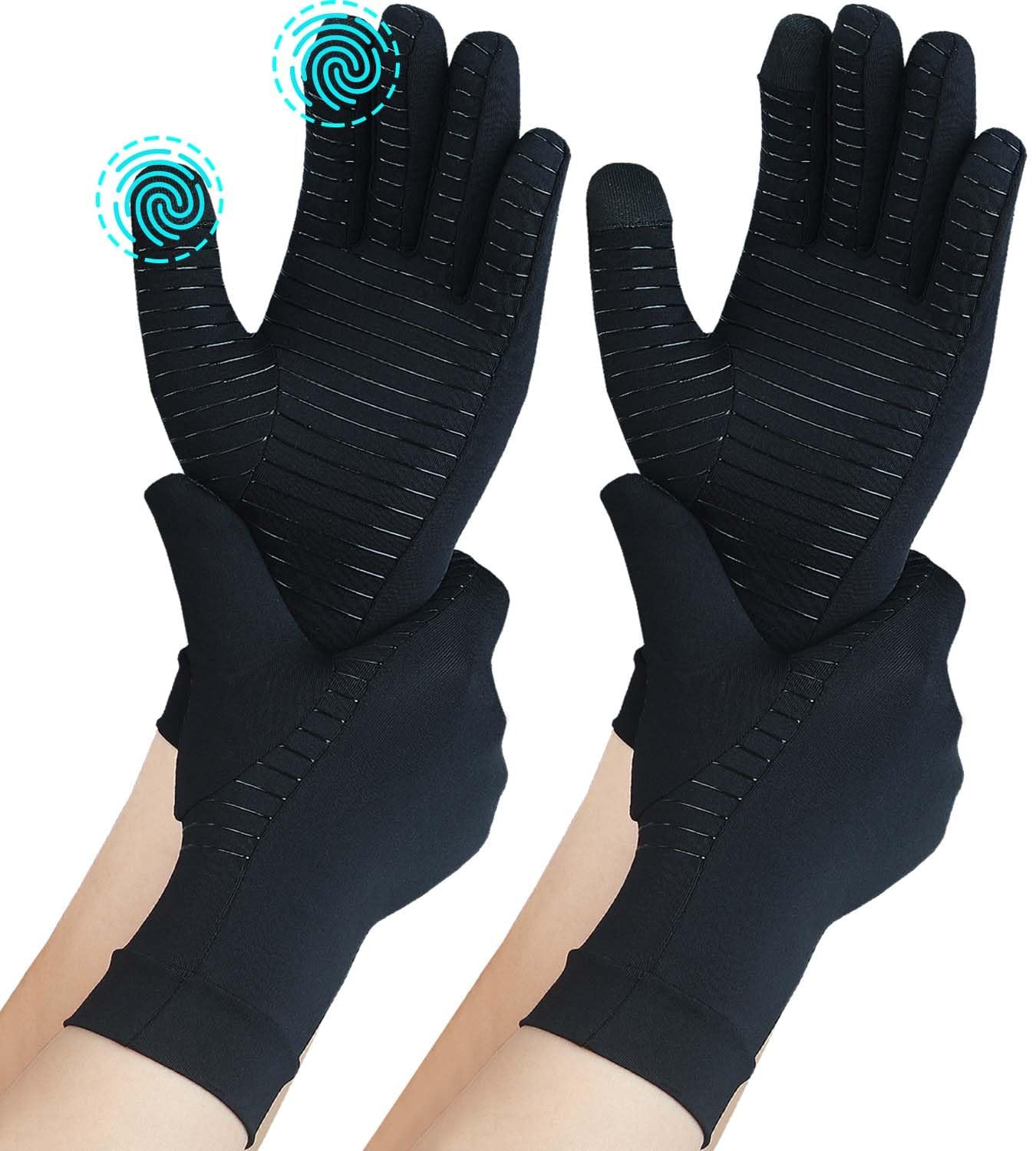 Full Finger Copper Compression Gloves for Arthritis Relief & Touchscreen Use