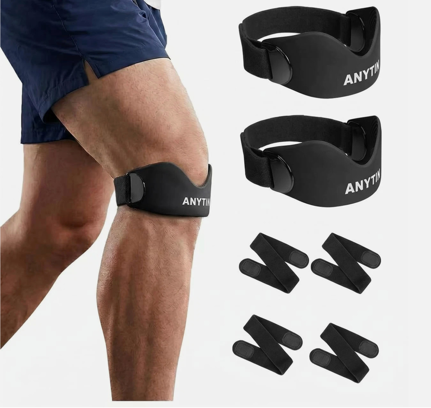 Silicone Patellar Tendon Support Strap 2 Pack, Knee Brace for Women & Men