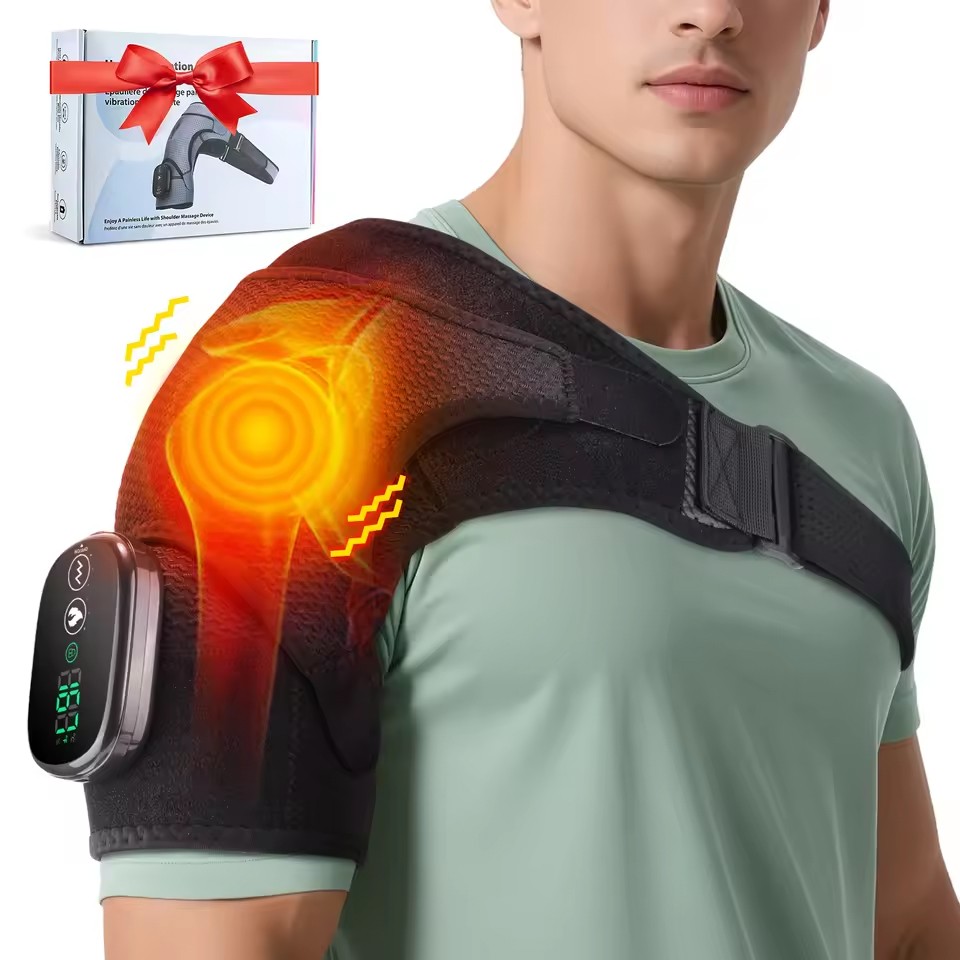 Cordless Heated Shoulder Massager with Vibration Rotator Cuff Brace Pain Relief