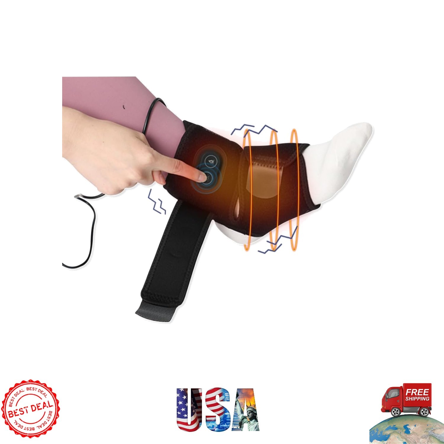 Lightweight USB Foot Warmer – Heated Ankle Brace with Vibration for Pain Relief