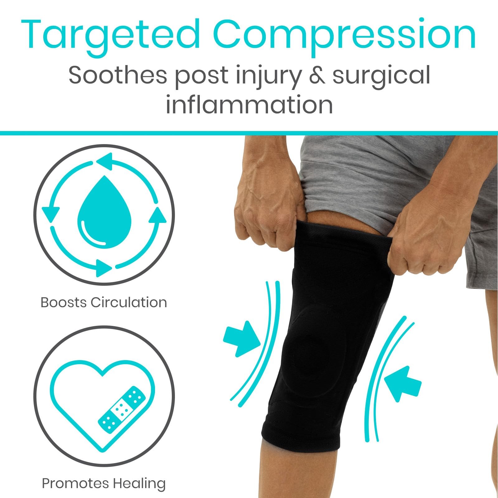 Vive Stabilizing Knee Brace for Women & Men – Compression XXXX-Large, Black