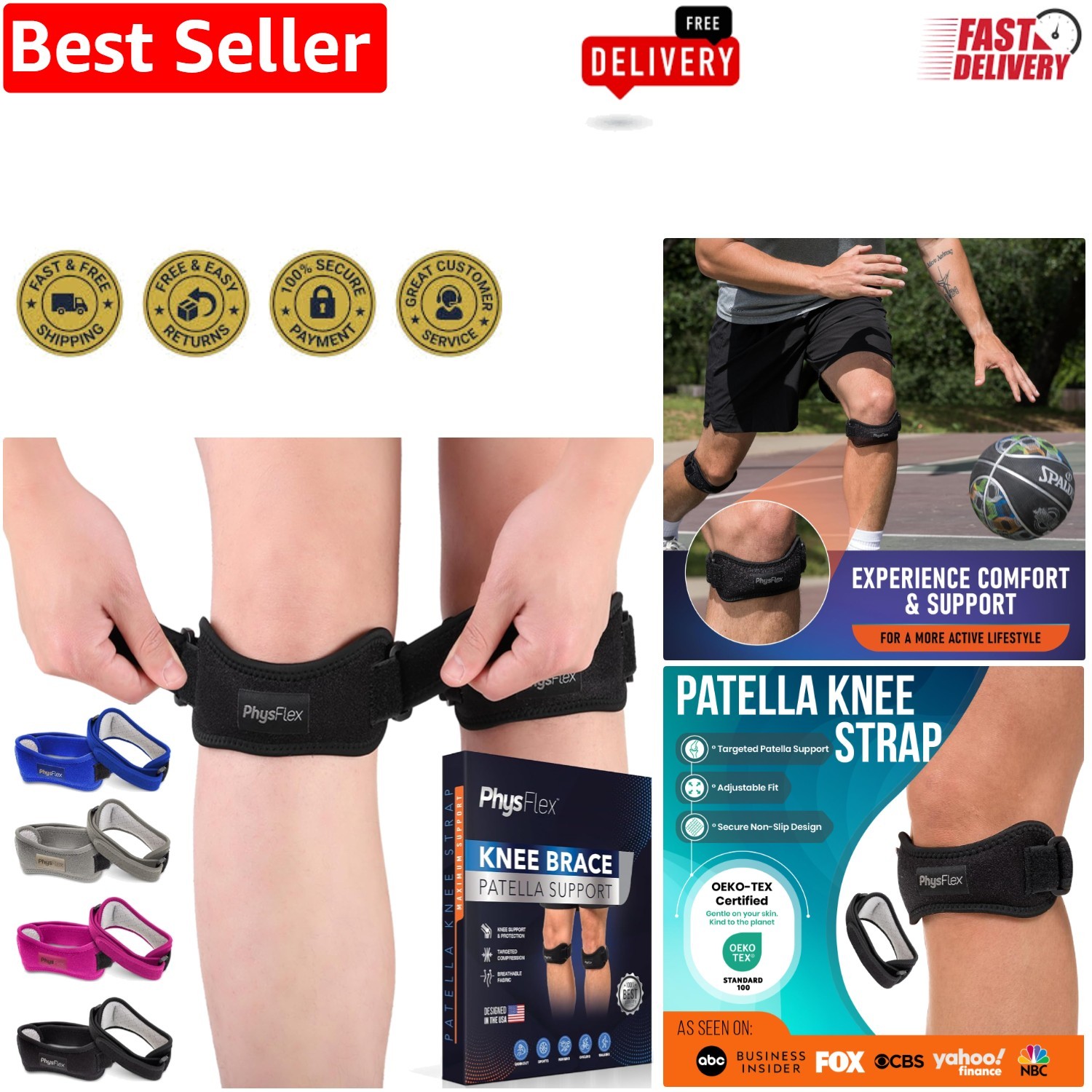 2 Pack Adjustable Patella Knee Braces – Support & Pain Relief for Active Adults