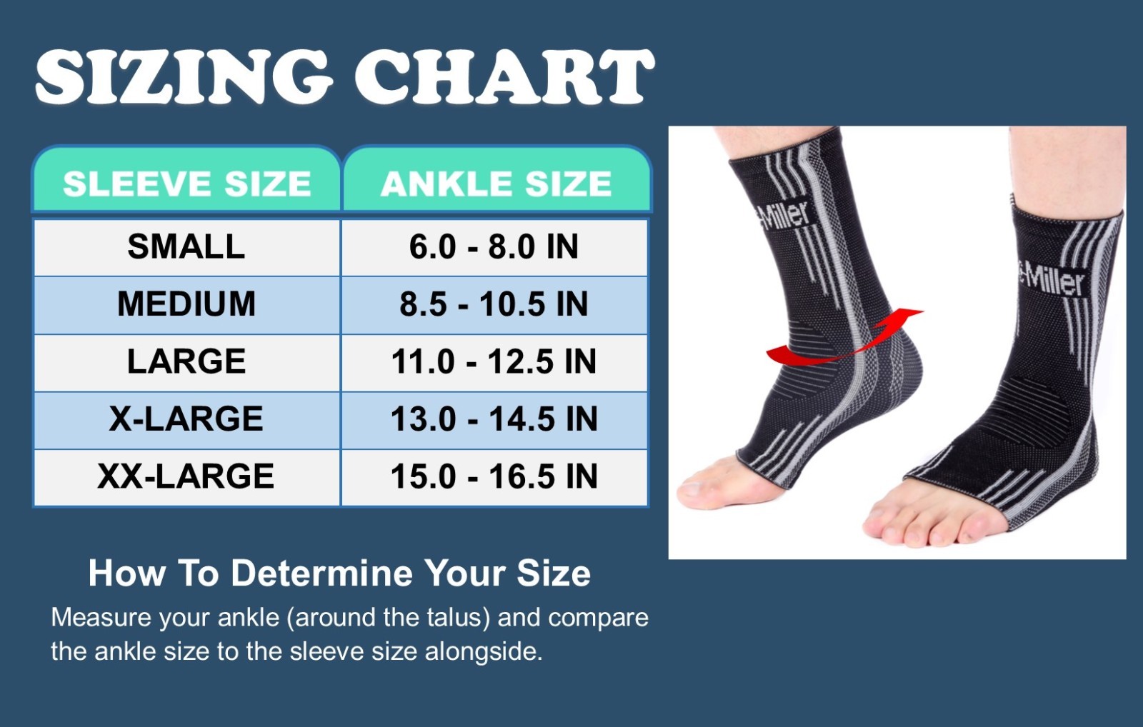 Doc Miller Ankle Compression Sock Brace Sleeve Plantar Fasciitis Tendonitis Spur