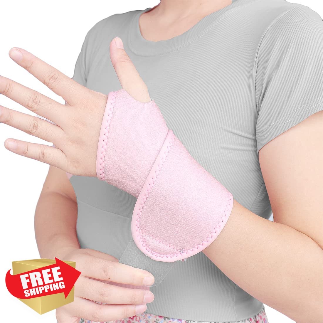 YUNYILAN 2pk Pink Wrist Brace Carpal Tunnel Support Strap