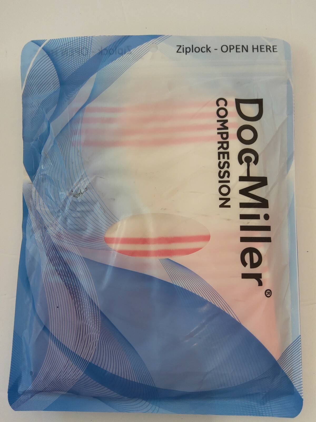 Doc Miller XL Open Toe Compression Dress Socks 20-30 mm Hg Pink White Stripe New