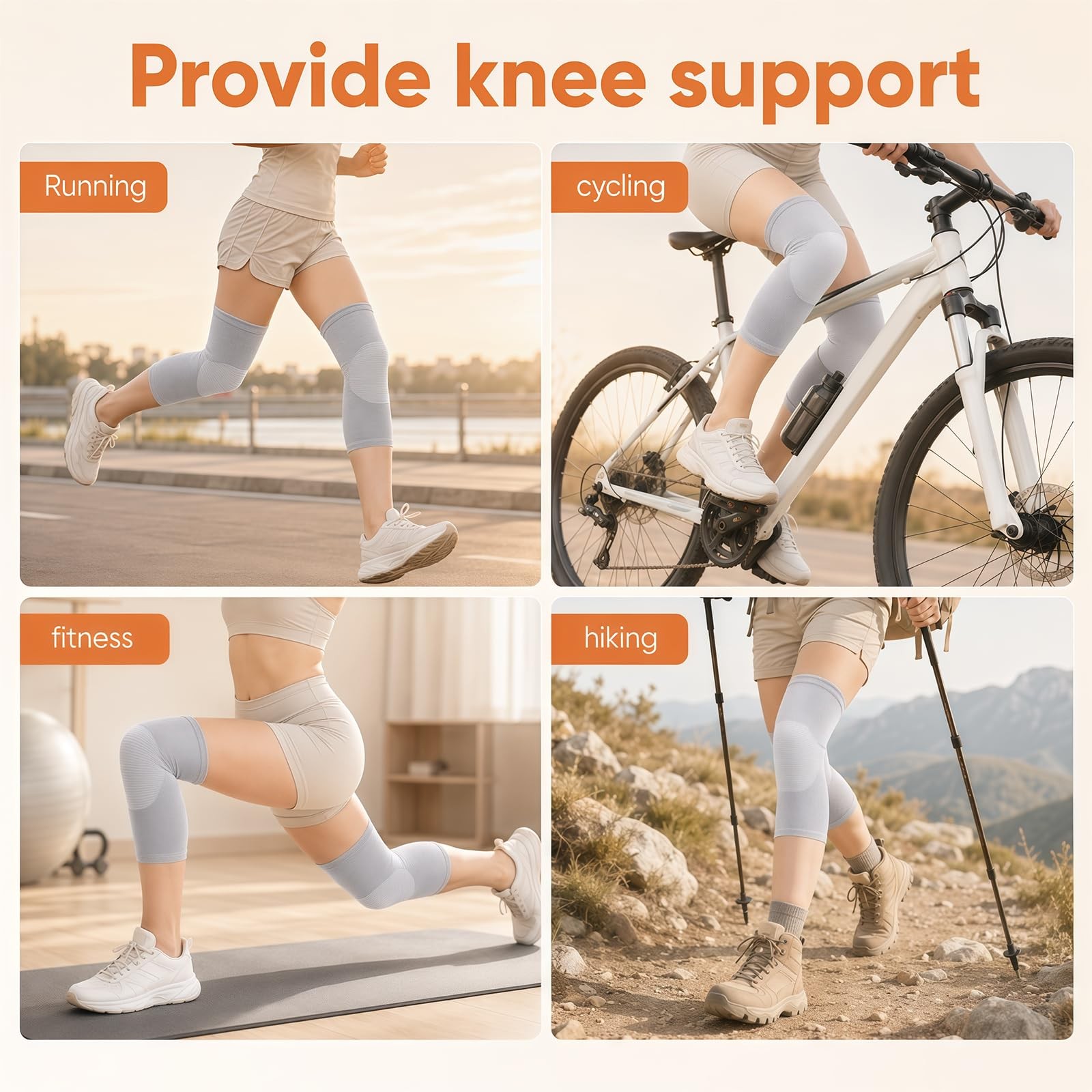 Mivoro Bamboo Knee Sleeve for – One Pair X-Large(91-116), Gray