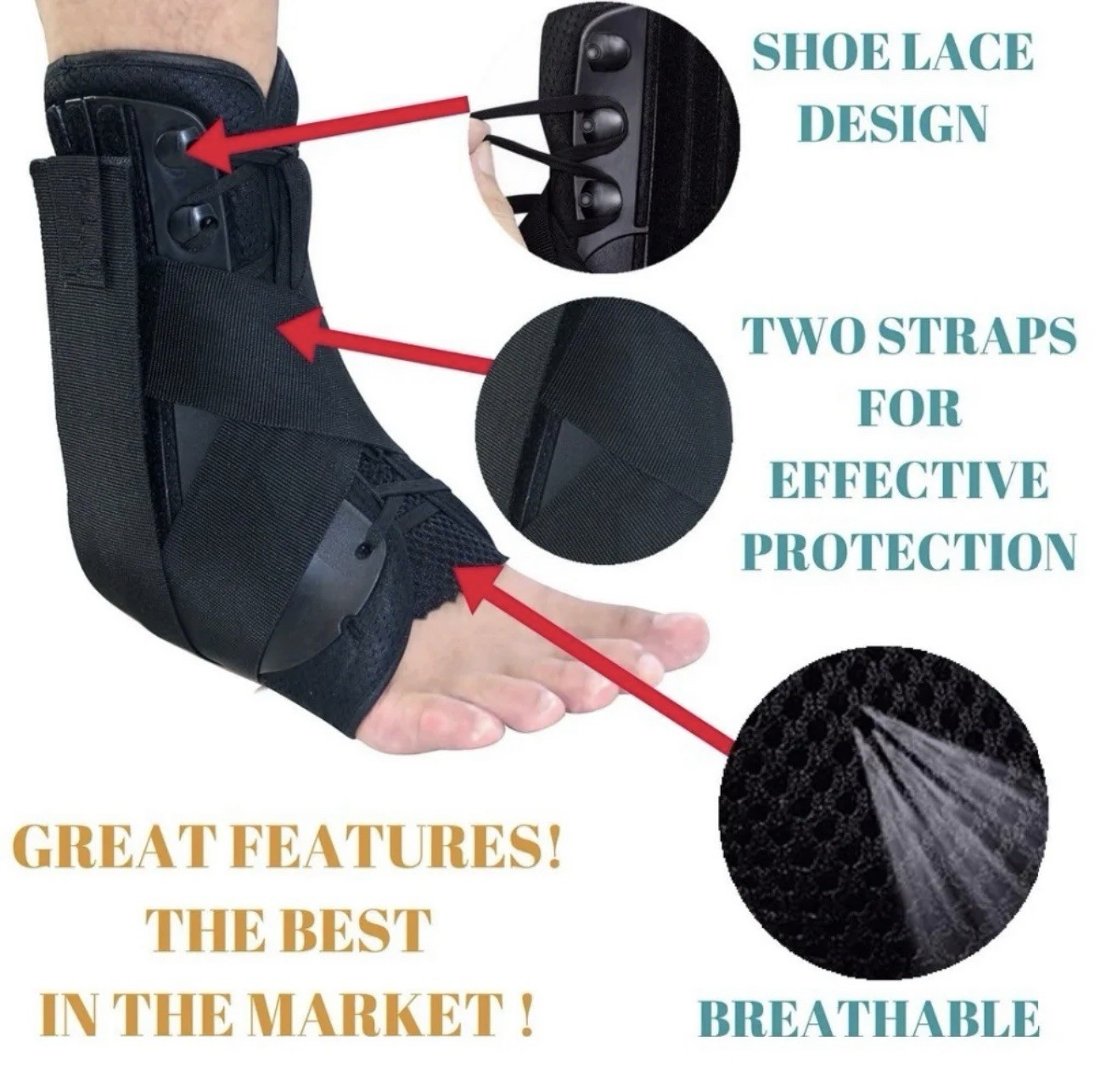 Ankle Brace Bandage Straps Sports Safety Adjustable Protectors Supports Guard