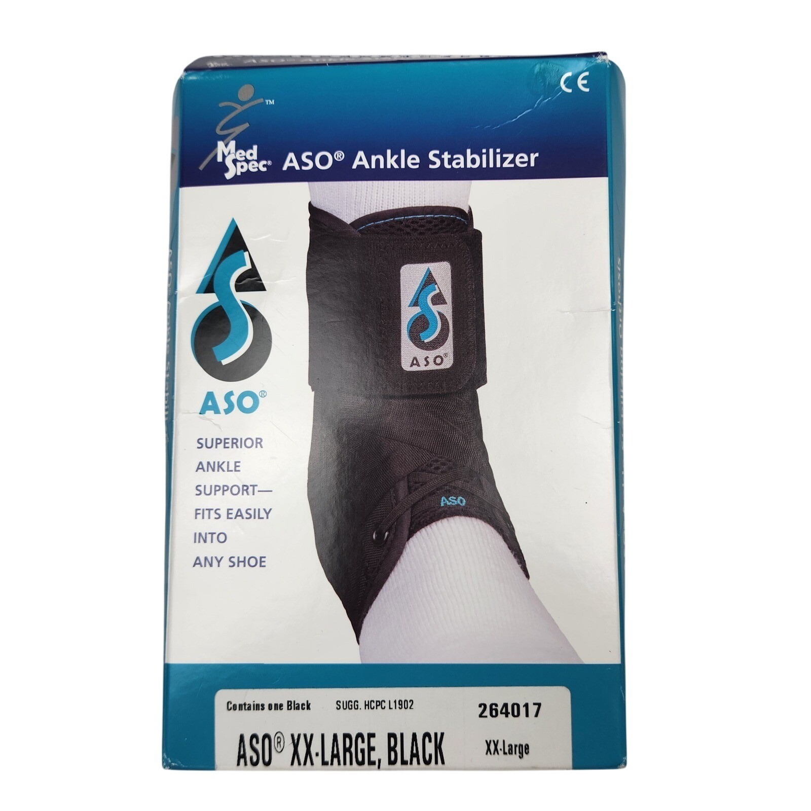 NEW Med Spec ASO Ankle Stabilizer XXL Black New Superior Support Orthosis 264017
