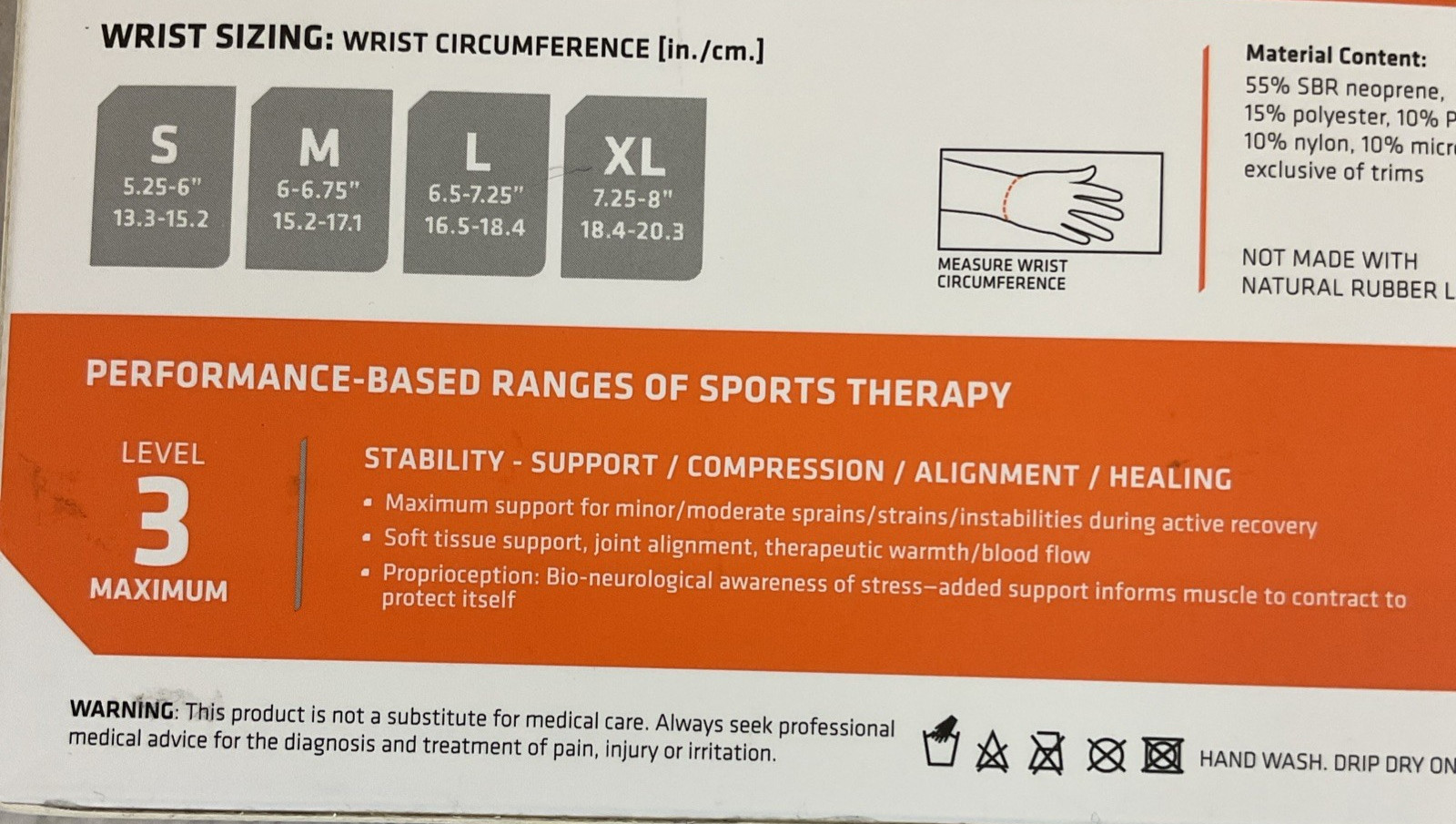 Shock Doctor Sports Therapy Left Wrist Support with Stays and Straps Black XL