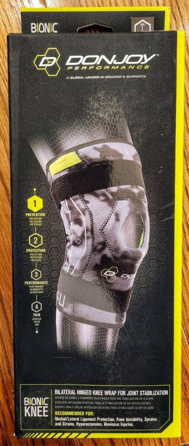 Camo DonJoy Performance Bionic Knee Brace – Hinged, Adjustable Patella Support-L