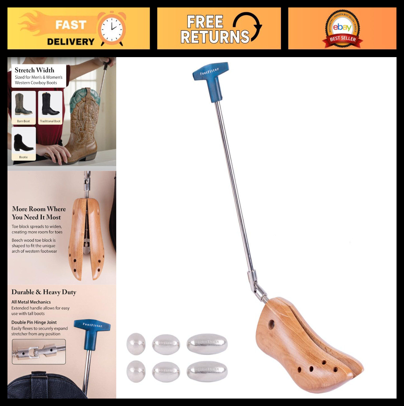 Premium Cowboy Boot Stretcher for Men & Women – Widen & Relieve Toe Pain