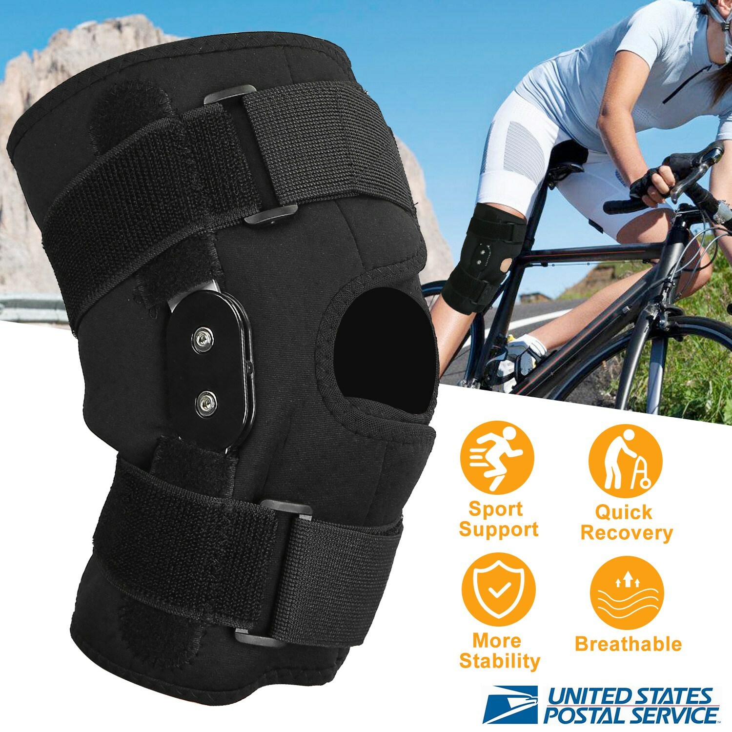 Twin Hinged Knee Brace Support Medical Injured Knee Wrap Gym Running Climbing