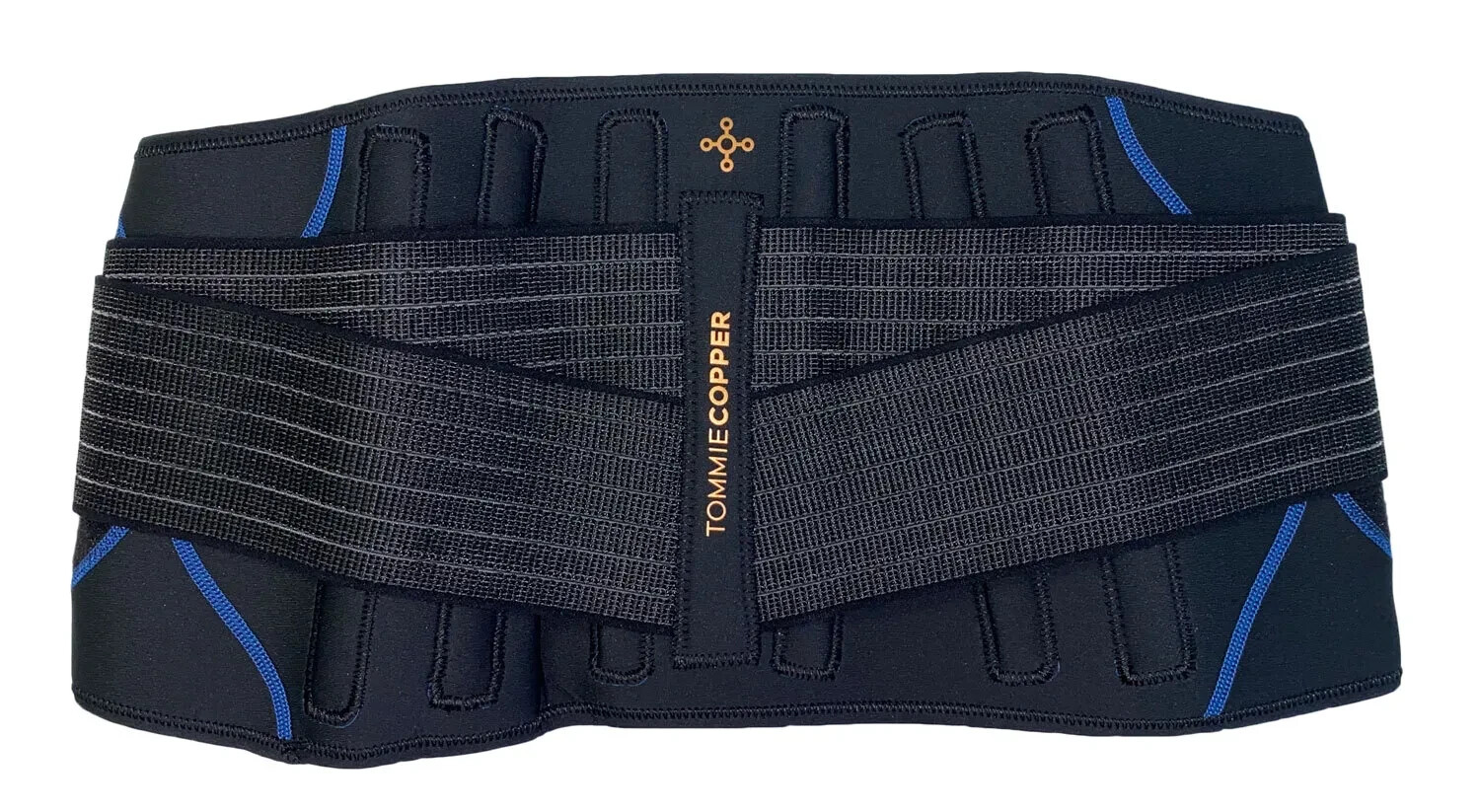 TOMMIE COPPER ADJUSTABLE COMPRESSION BACK BRACE Unisex Size L / XL BLACK / BLUE