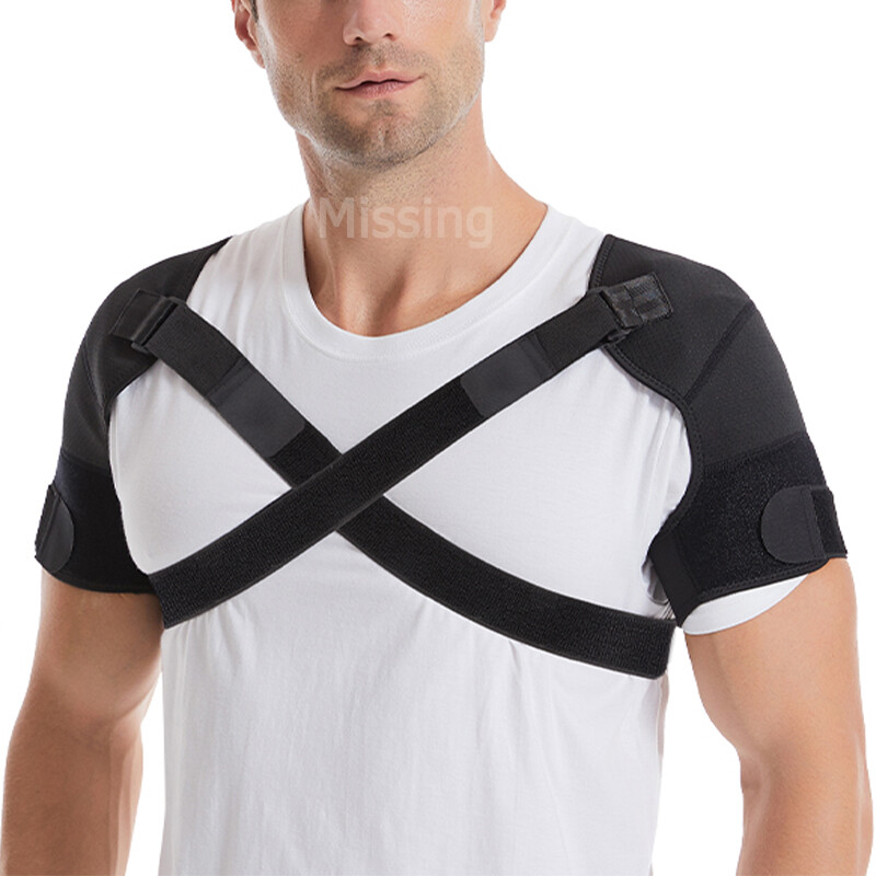 Double Shoulder Brace Torn Rotator Cuff Pain Relief Support Therapy Sleeve Wrap