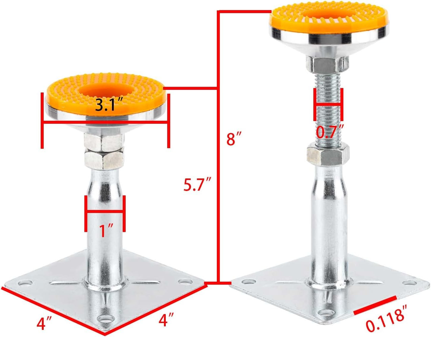4 Pack Adjustable Anti-Slip Floor Jacks – Stabilize RV Steps 5.7″ to 8