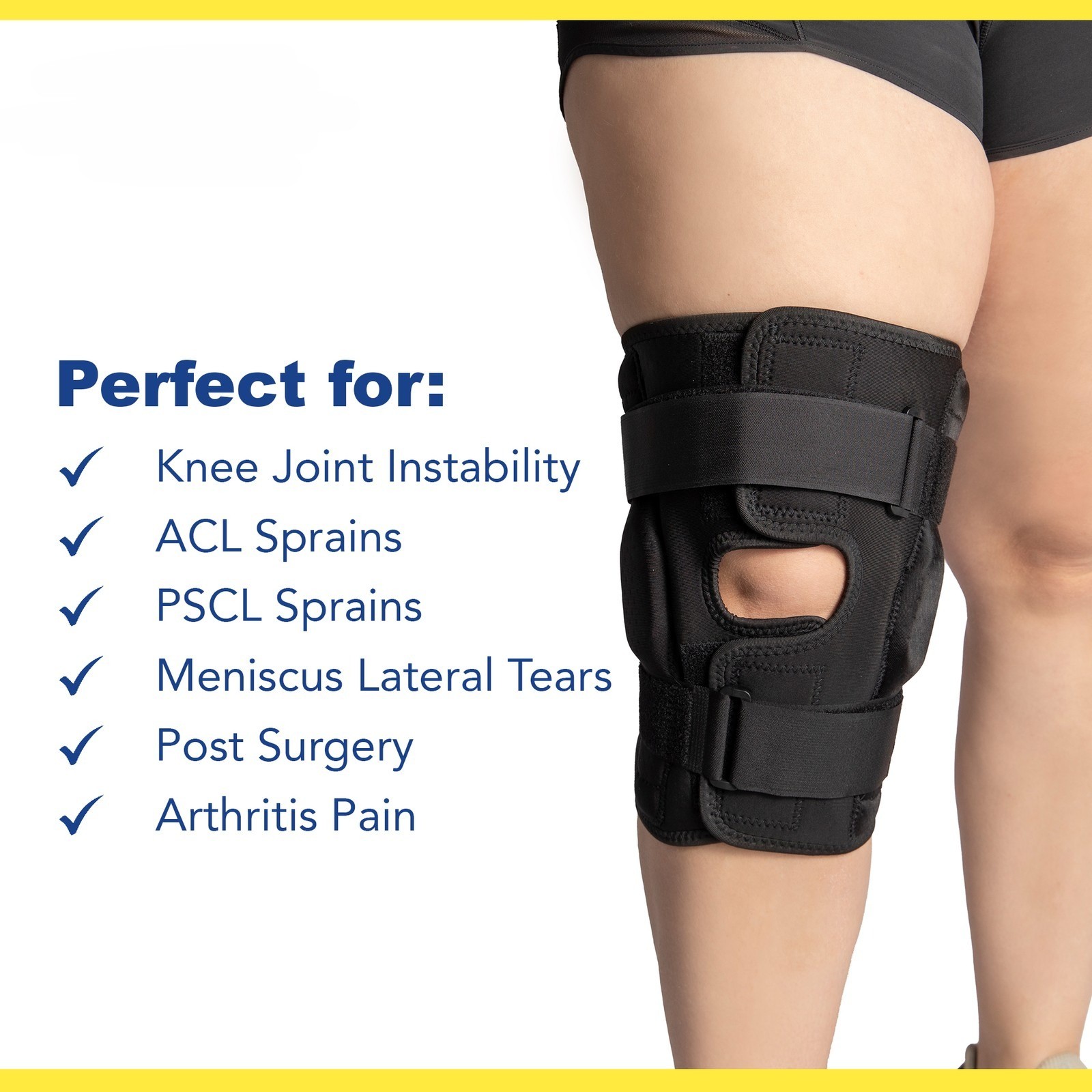Plus Size Deluxe Hinged Knee Brace with Compression Wrap for Big & Wide Thighs