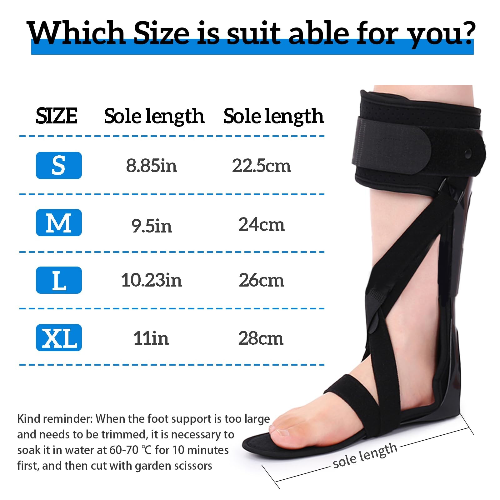 AFO Foot Drop Brace Stabilizer Ankle Orthosis For Walking Left Large