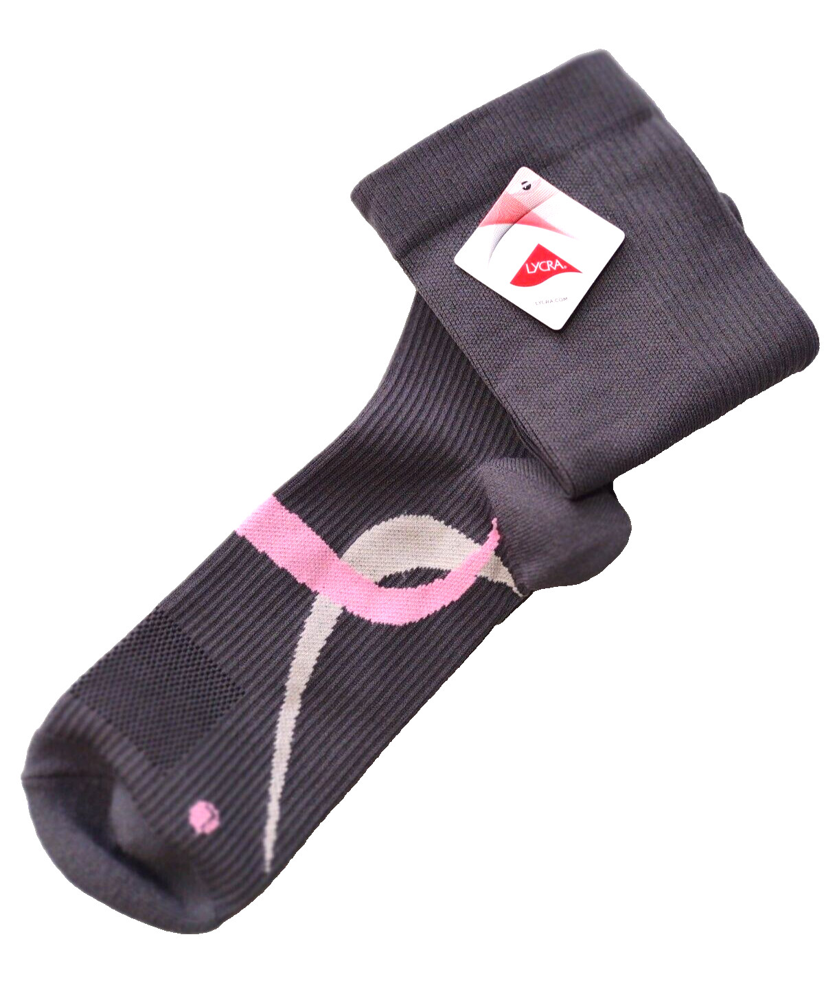 Compression Socks Lycra NEW Unisex Dark Gray Ribbed Calf Support Pink Swoosh