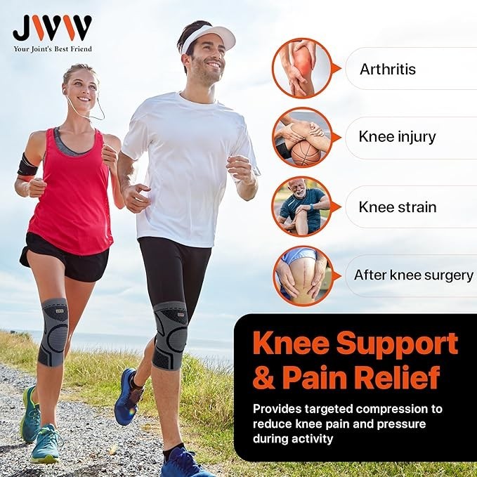 JWW Compression Knee Brace 2 Pack – Large – Blue/Grey
