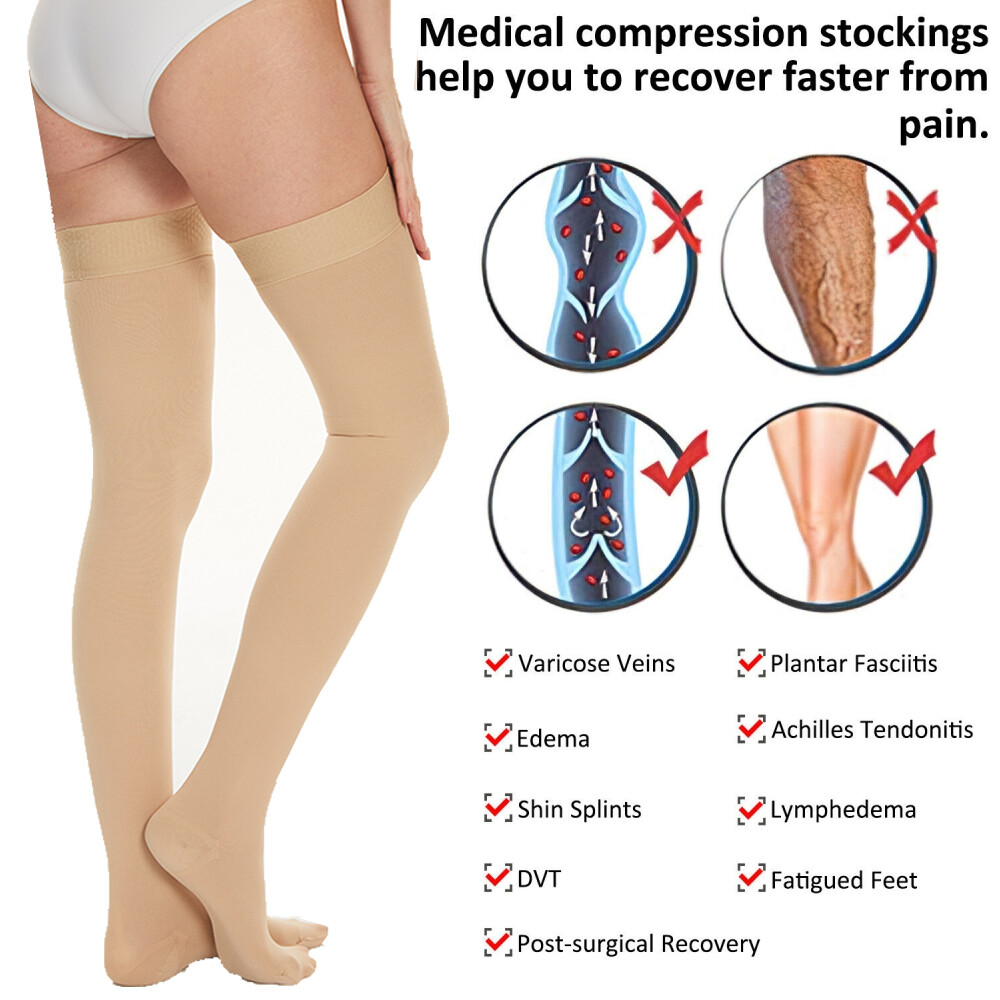 Thigh High Compression Socks 30-40 mmHg Support Stockings Surgical Varicose Pain
