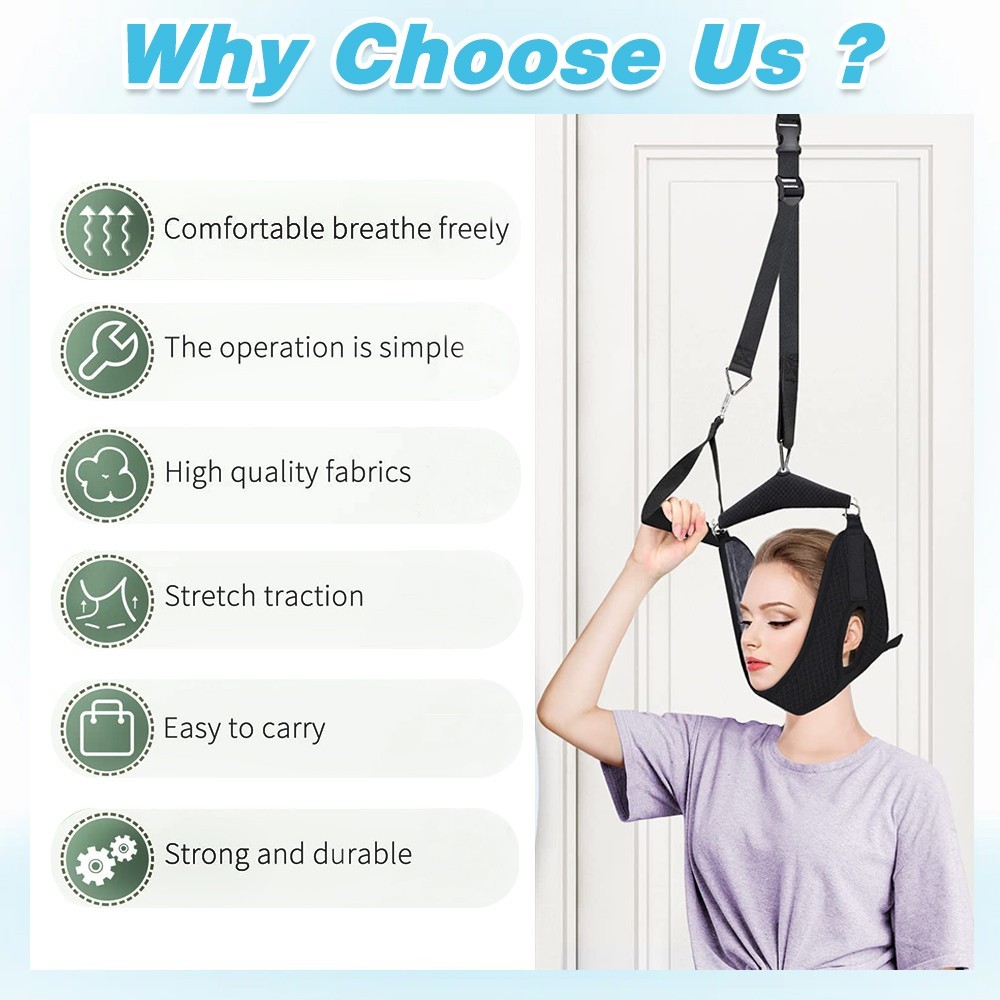 Cervical Neck Traction Head Brace Over Door Quick Pain Relief Decompression