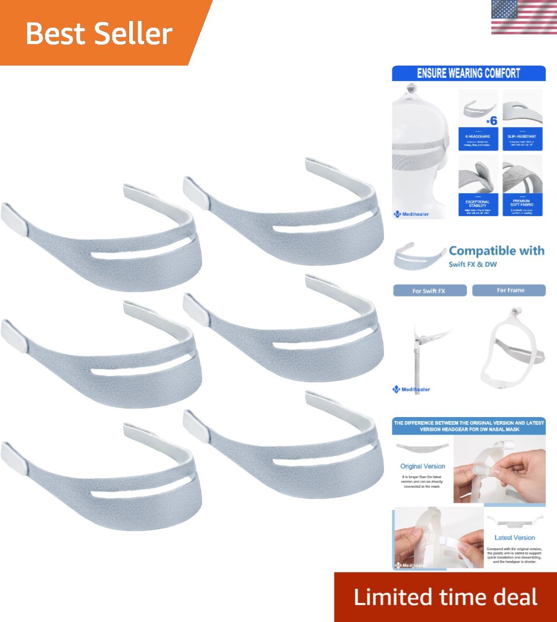 Ultra-Comfort 6-Pack Headgear for DreamWear – Long-Term Sleep Solution